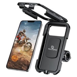 YELLOWFIN Fully Waterproof Handlebar Mobile Phone Mount Holder with 360? Rotation for Motorcycle