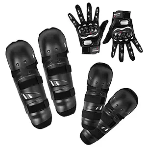 ABOUT SPACE Adjustable Riding Gloves, Knee Guard, Shin Guard & Elbow Guard for Bikers