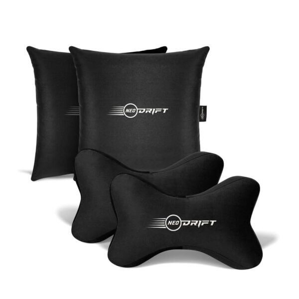 Neodrift Neo-Kit - Memory Foam Neck & Back Support Velvet Pillow for Neck, Head, Shoulder & Back Pain-Relief for Car Seat
