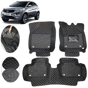 ROYALTECH 7D Car Floor Mat for Tata Nexon |7 Layer Protection with Grass mat| Car Vehicles Accessories | Faux Leather | Easy to Clean and Washable| Colour: Black