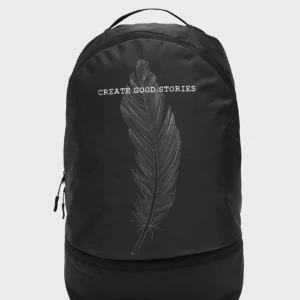 Unisex Black Printed Small Backpack