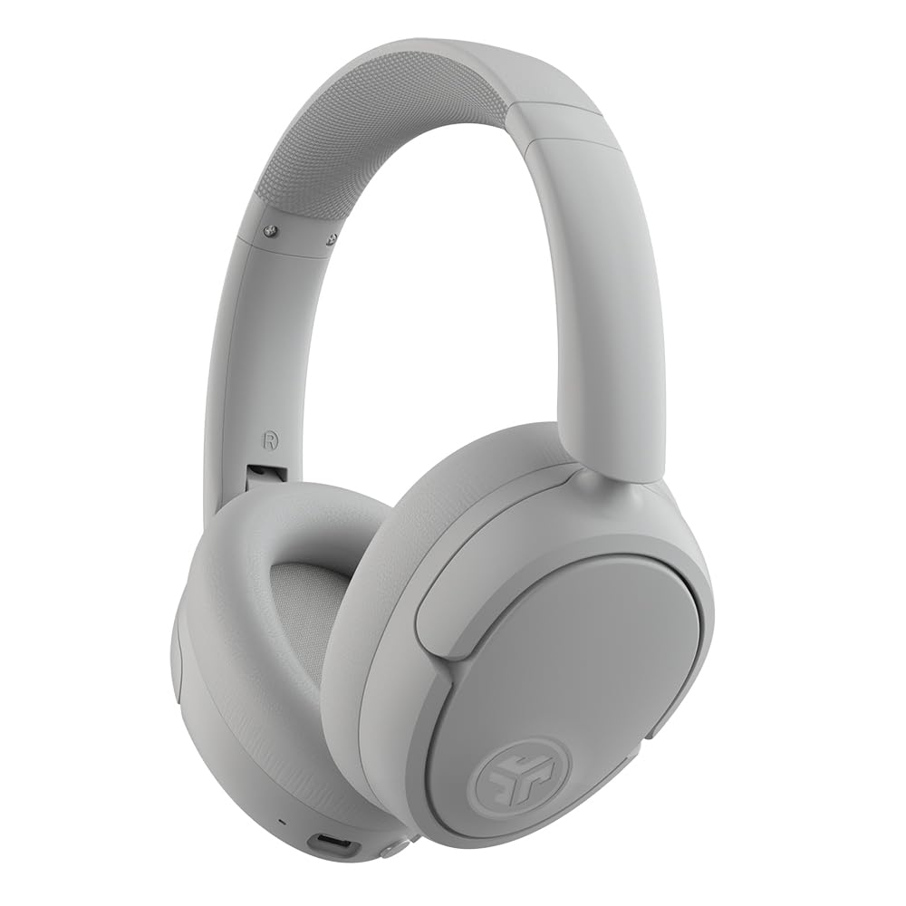 JBuds LUX ANC Smart Active Noise Cancelling Headphones - Over Ear Wireless Headphones with Microphone, 70+ H Playtime Foldable Bluetooth Earphones, Multipoint & Customisable Sound, Cloud White