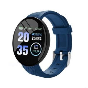 Bouncefit M I D18 Round Fitness Band Smart Watch for Men, Women, Boys, Girls, Kids – Single Touch Interface, Water Resistant, Workout Modes, Quick Charge Sports Smartwatch – Blue (GG)