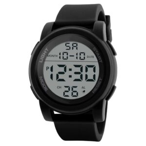 Shocknshop LED Digital Rubber Sports Multi Functional Dial Watch for Mens Boys (White Dial & Black Colored Strap) -WCH46