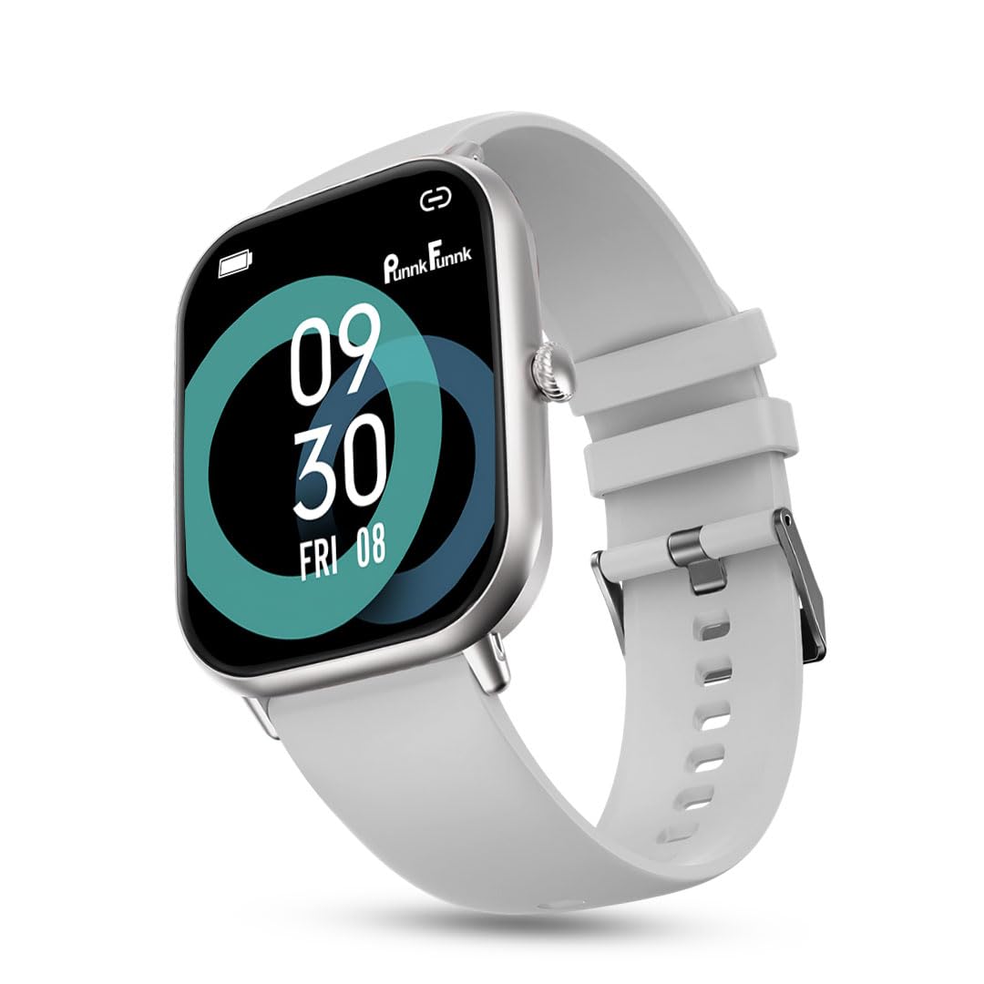 PunnkFunnk H18 Pro Smartwatch for Men & Women | 2.01" HD TFT Display | Bluetooth Calling | Heart Rate & SpO2 Monitor | Long Battery Life | IP67 Fitness Watch with Multiple Sports Modes- (White)