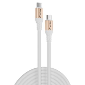 URBN Flex Cord 240W 5Amps Hyper Fast Charging Cable | Type C to C | Supports Apple Car Play & Android Auto| Super Fast Charging and Data Transfer | Silicon Coated 1.2 Meter | 2 Years Warranty (White)