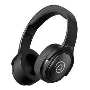 pTron Studio Pro w/ 65Hrs Playtime, Wireless Over Ear Headphones w/HD Mic & TruTalk AI-ENC Calls, Low-Latency Game & Music, 40mm Drivers, BT5.4, Dual Device Pairing & Type-C Fast Charging (Jet Black)