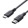 Ambrane Unbreakable 3A Fast Charging 1.5m Braided Type C Cable for Smartphones, Tablets & other Type C devices, 480Mbps Data Sync, Quick Charge 3.0 (RCT15A, Black)