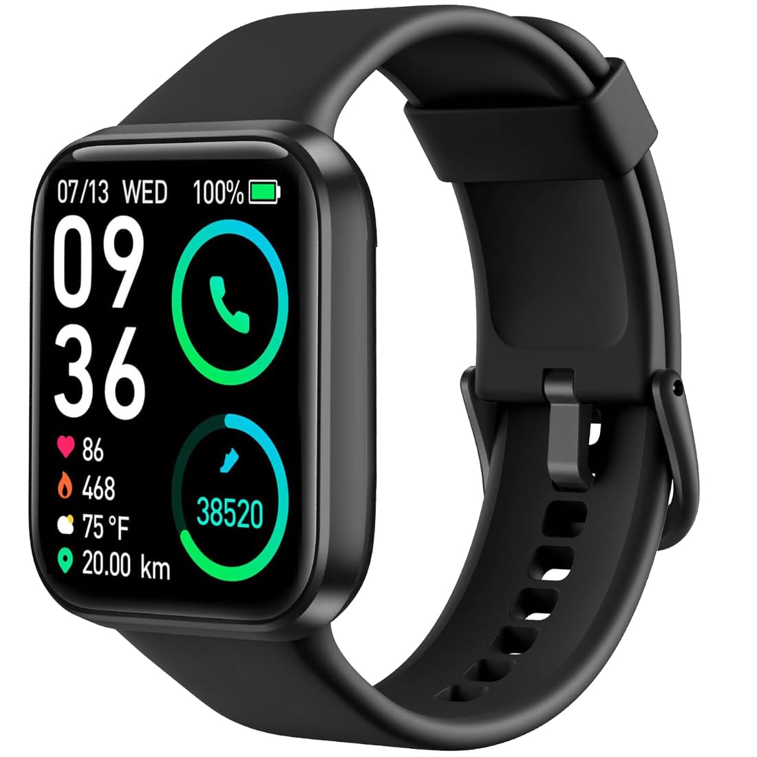 Bouncefit M I D116 Fitness Band Smart Watch for Men, Women, Boys, Girls, Kids – Single Touch Interface, Water Resistant, Workout Modes, Quick Charge Sports Smartwatch – Black I