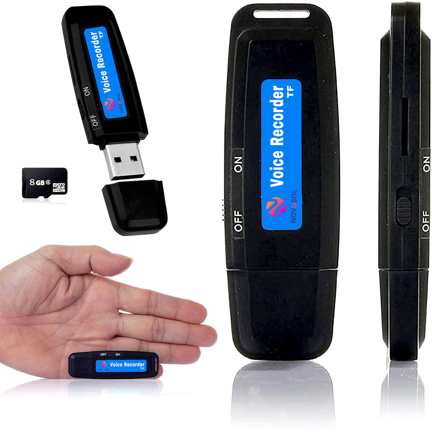 NOVUSOL 360 High Definition HD USB Voice Recorder, Clear Audio Recording Pen Drive 8 GB Memory inbuilt for Home,Office,Meetings (USB 8 GB Voice Recorder)