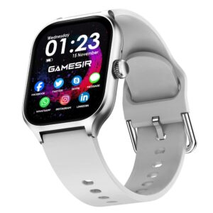 GameSir H18 Pro Smartwatch with Long Battery Life, 2.01" High-Resolution Screen, Bluetooth Calling, IP68 Waterproof, TFT Display, Luxury Design for Men & Women (Grey)