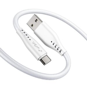URBN Flow Cord 25W Super Fast Charging Cable | USB-A to Type C | Supports Apple Car Play & Android Auto| Super Fast Charging and Data Transfer | Nylon Braided 1.5 Meter | 6 Months Warranty (White)