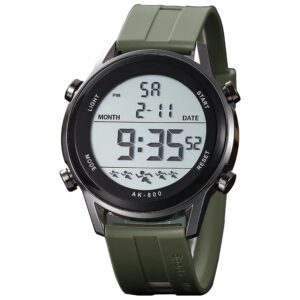 PAPIO® Green Color Silicone Belt Digital Sports Watch with LCD Display, Water Resistant Watch for Men (DIGITAL-028 Green)