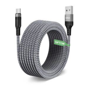 Verilux Type C Charging Cable 62W 3.1A Fast Charging Cable 10Ft Long Type C Charging Cable Data Cable Support 480Mbps Data Transmission Compatible With Phone,Tablet,Ps5 & More C Type Devices,Silver