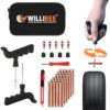 WILLIBEE 8-in-1 (Pack of 30 Strips) Tubeless Tyre Puncture Repair Kit for Bike & Car | Heavy-Duty Puncher Kit (with Storage Bag)