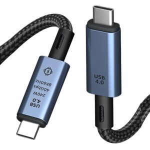 ARVOX USB 4 Type-C to Type-C Cable with 240W Power E-Marker Chip and 40Gbps Data with 8K Video Transmission 60hz, Thunderbolt 4 Fast Charging 1M, Black (USB 4)
